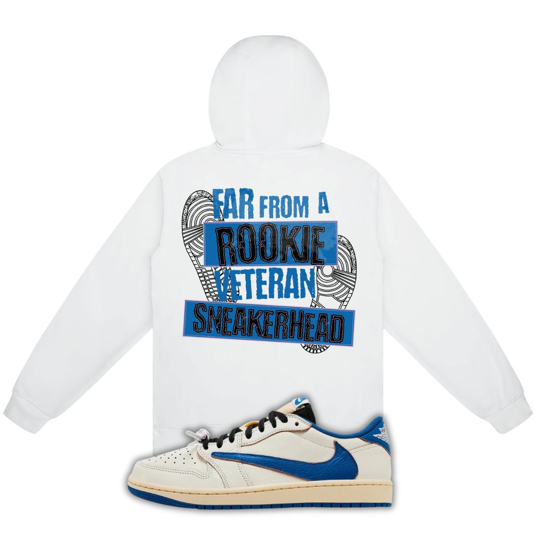 Veteran Sneakerhead Hoodie Matching fragment x Travis Scott x Air Jordan 1 Low White/Blue