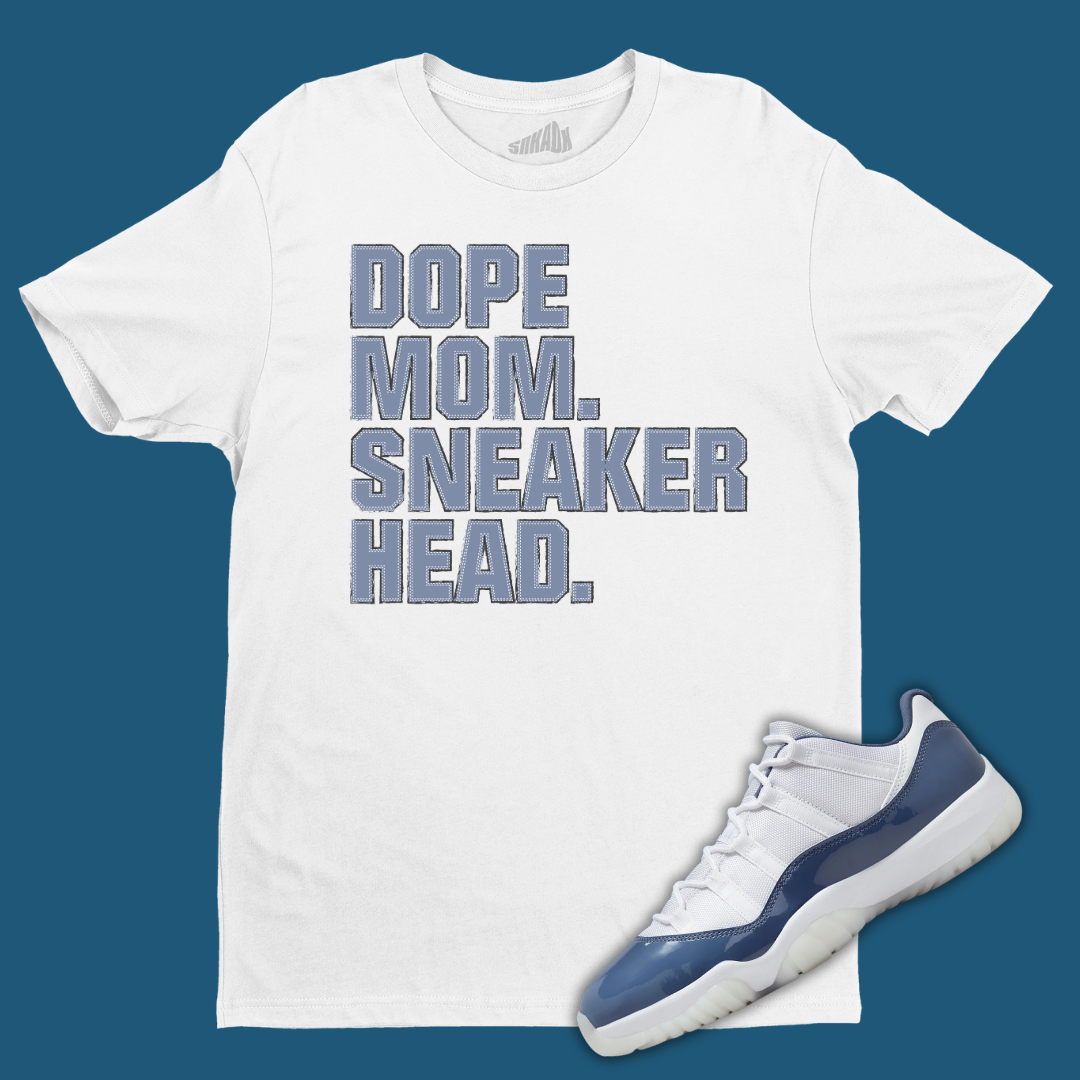 Dope Mom Sneakerhead Tee Jordan 11 Low Diffused Blue Air Jordan 12 Gamma Blue DBDOZEN Auction FledermausShops
