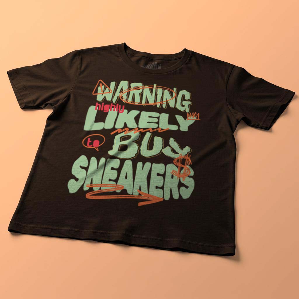 Nike Dunk Low SB Rodeo BHM matching t-shirt with Warning Buy Sneakers on the front.