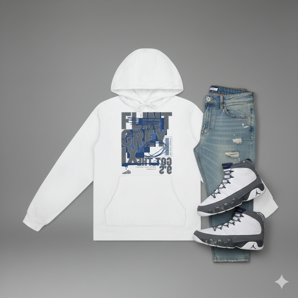 Flint 9 Got Em Heavyweight Hoodie Matching Jordan 9 Flint Grey