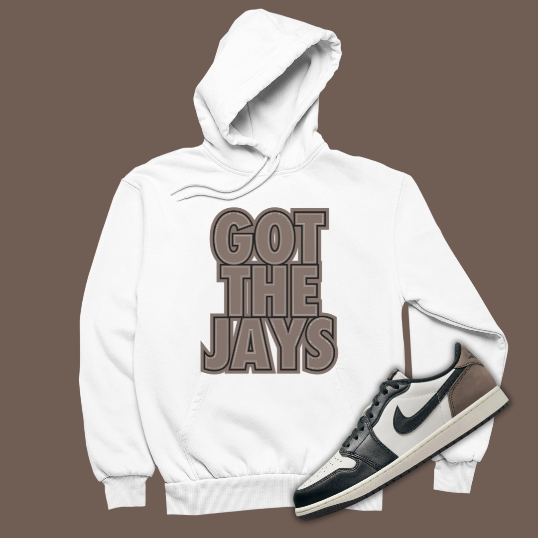 Got The Jays White Hoodie Matching FledermausShops Jordan Essentials Grade School Pants Nike Air Jordan 1 High 2001ADDITION White Metallic SIlver 26cm