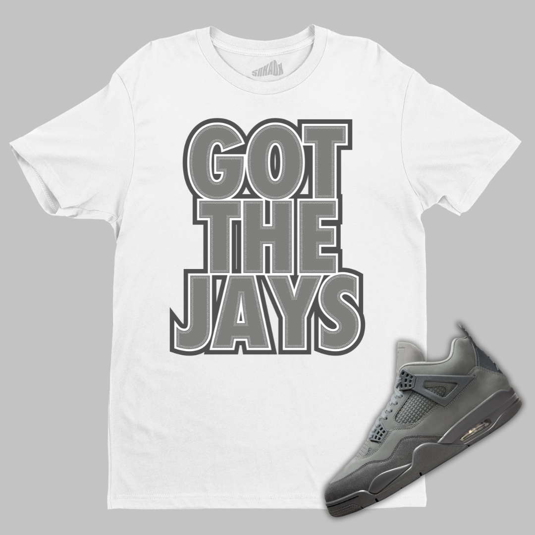 Grey jordan 4 shirt sales