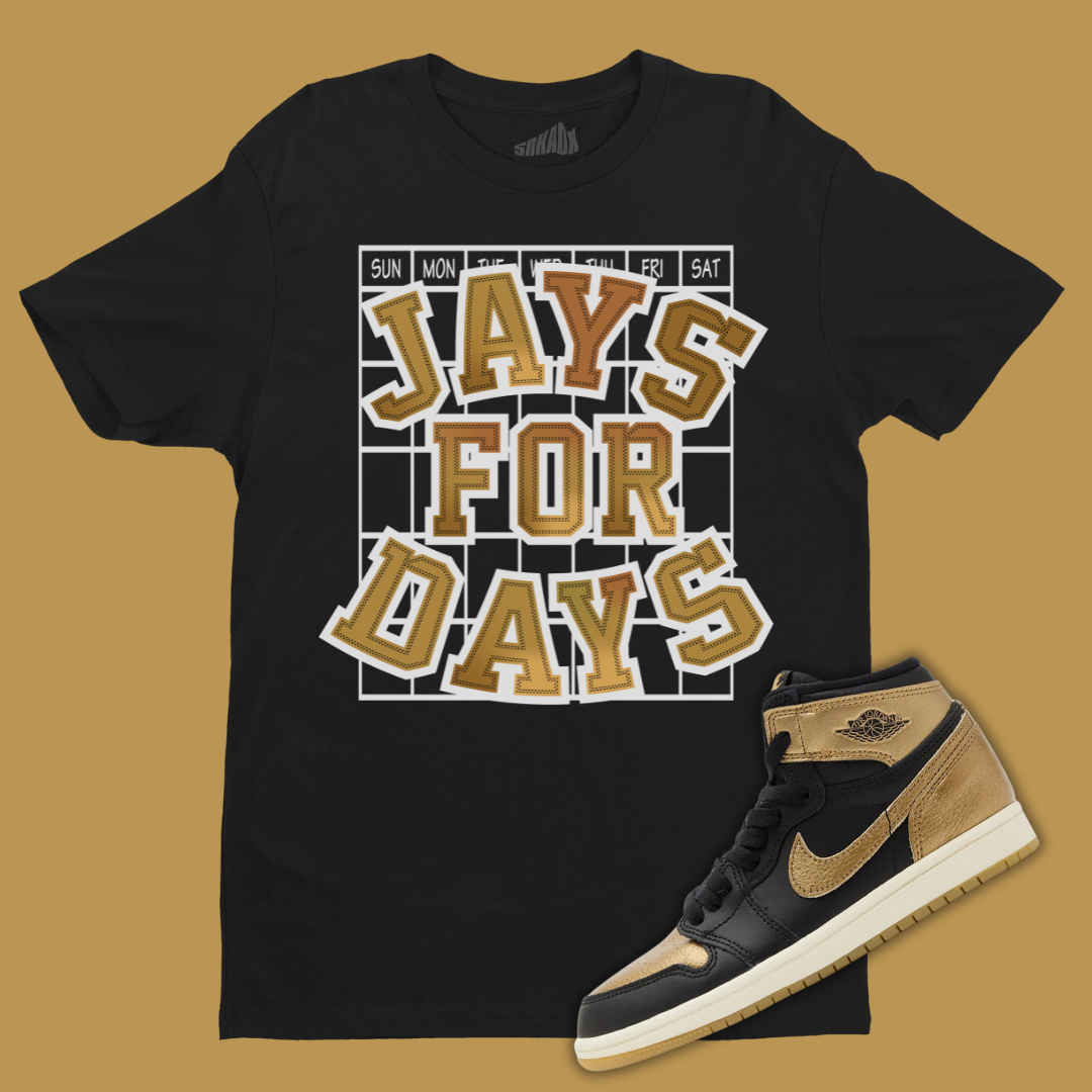 SNAKDX DysongroupShops air jordan xxx1 why not russell westbrook elephant print Jays For Days Tee Matching Jordan 1 High OG Metallic Gold