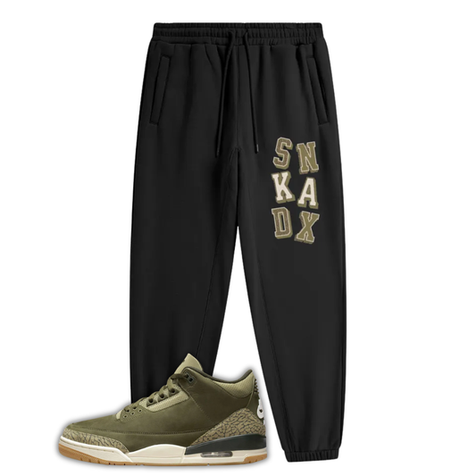 SNKADX Arch Heavyweight Fleece Joggers Matching Air Jordan 3 "Family Affair" Medium Olive (Black)