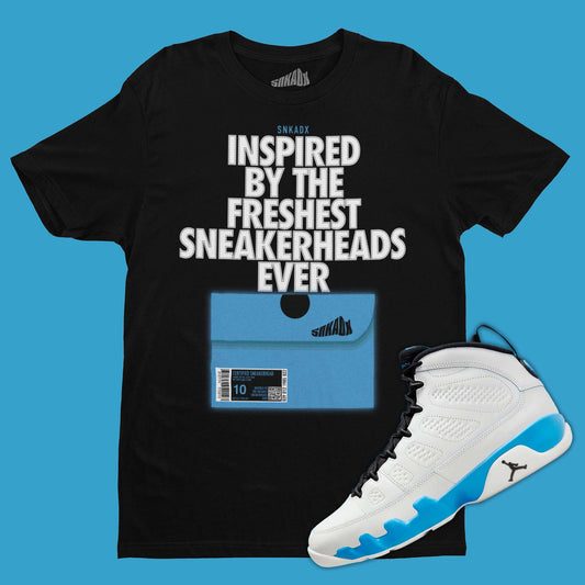 Shoe Box Black T-Shirt Matching Air Jordan 9 Powder Blue