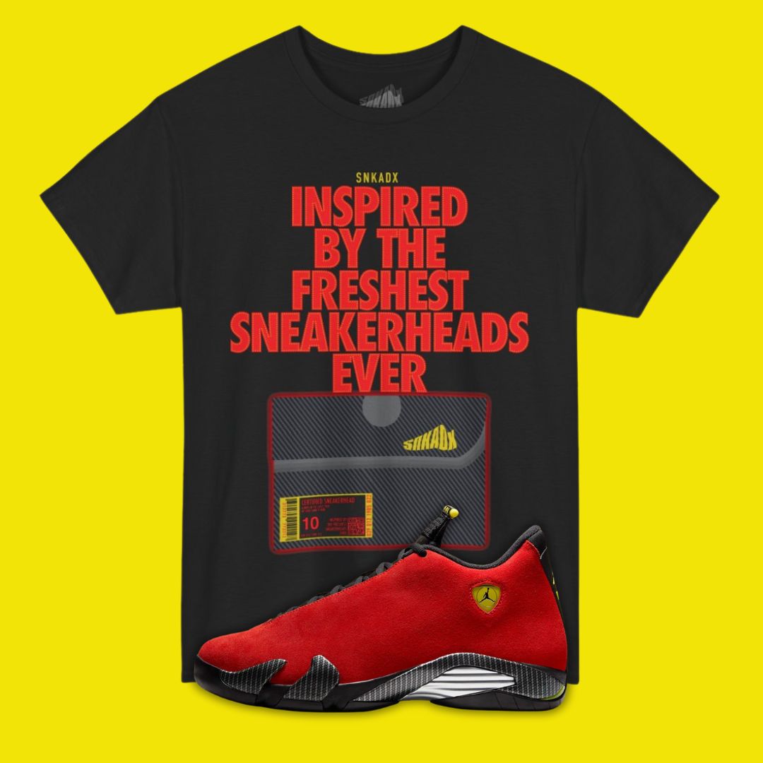 Shoe Box black T-Shirt Matching Jordan 14 Ferrari