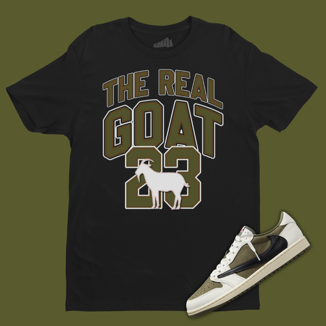 jordan air crew icon black ParallaxShops The Real GOAT Black Tee Travis Scott Jordan 1 Medium Olive
