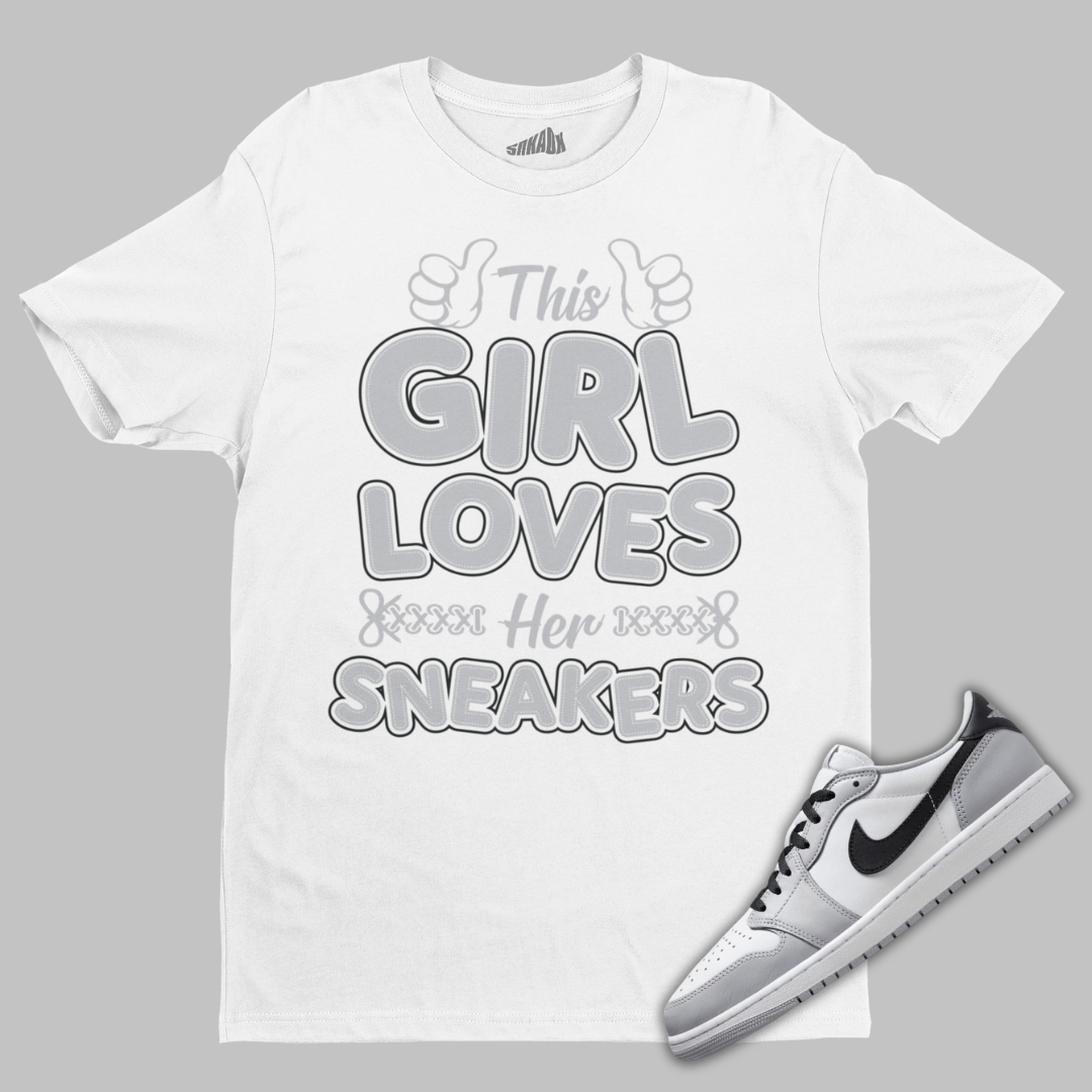 Chaussures Air Jordan 1 Low SE pour Femme Blanc FledermausShops This Girl Loves Her Sneakers Tee Air Jordan 1 Low OG Barons