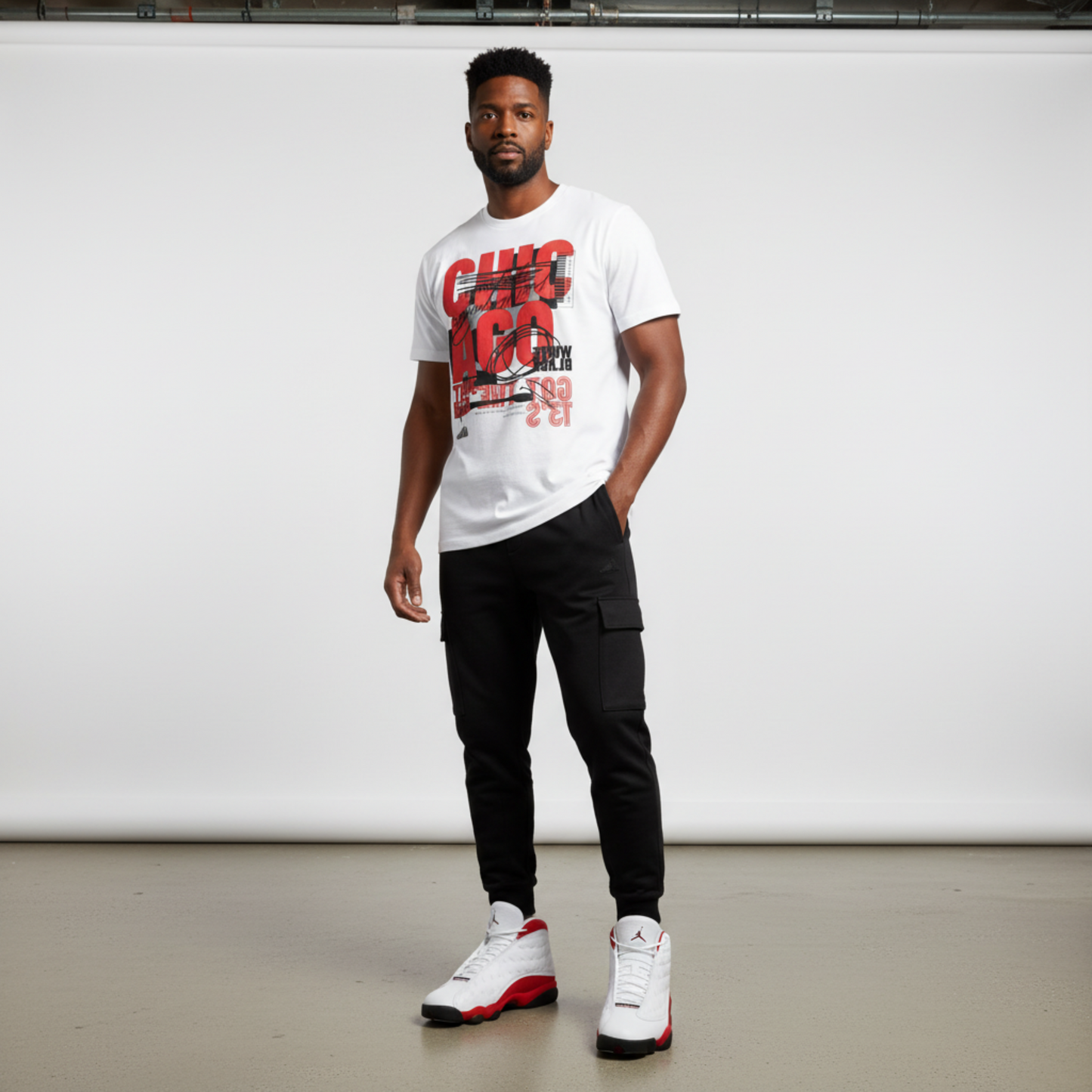 Chicago 13 Oversized Premium T-Shirt Matching Jordan 13 Chicago