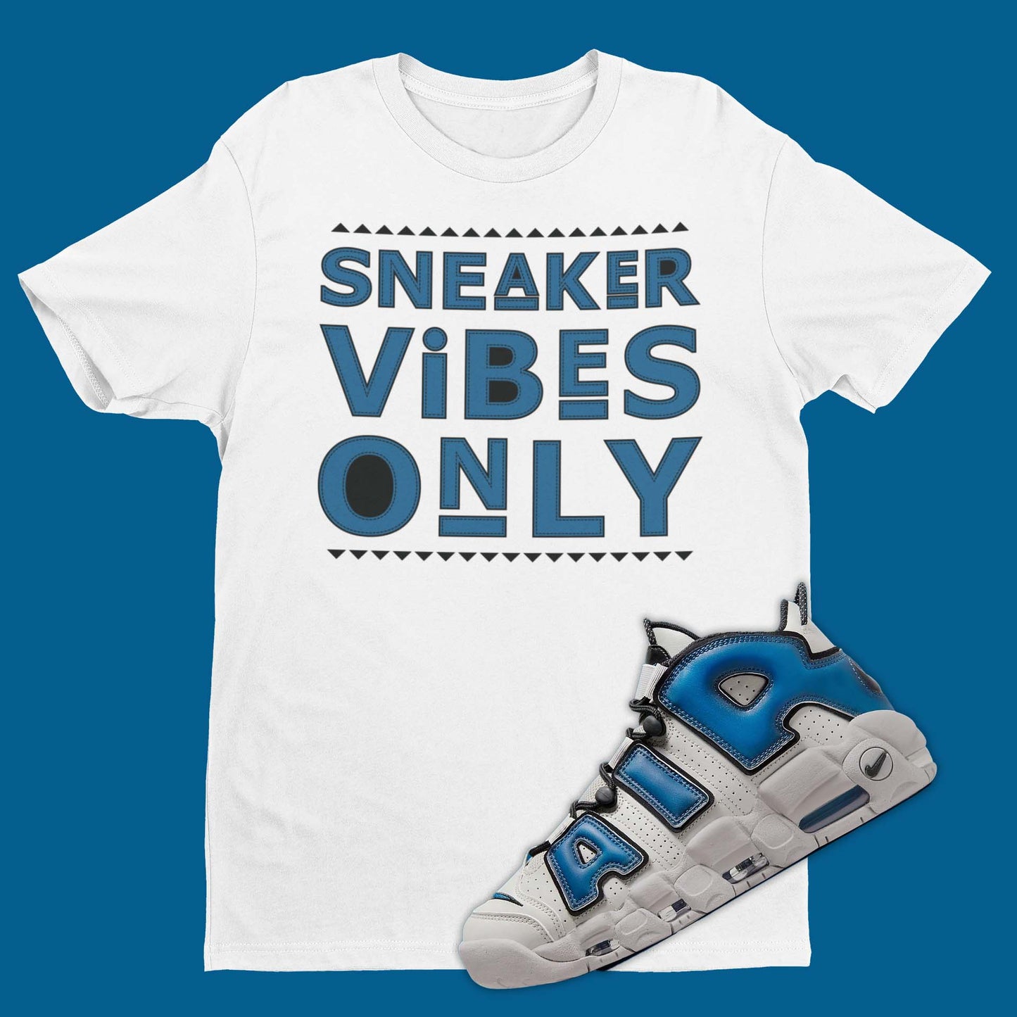 Sneaker Vibes Only Nike Air More Uptempo Industrial Blue Matching T-Shirt from SNKADX