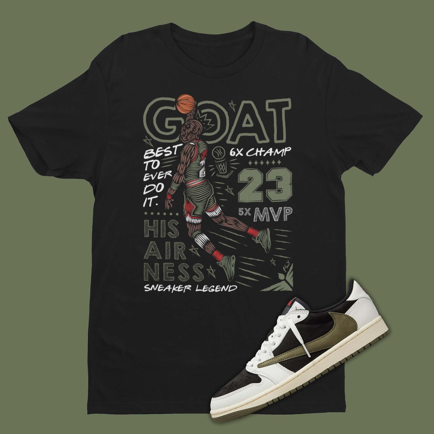 e perfect shirt to match your Travis Scott Air Jordan 1 Olive matching shirt