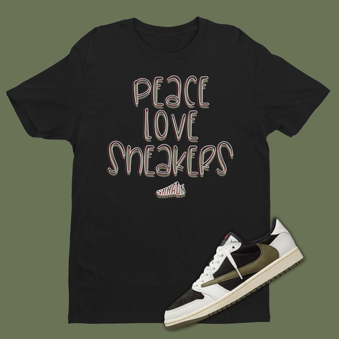 Travis Scott Air Jordan 1 Low Olive Matching Shirt | SNKADX