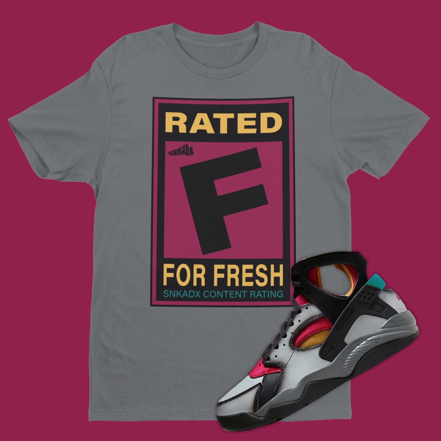 Rated F For Fresh Shirt Matching Air Flight Huarache Bordeaux - Charcoal / S - T-Shirt