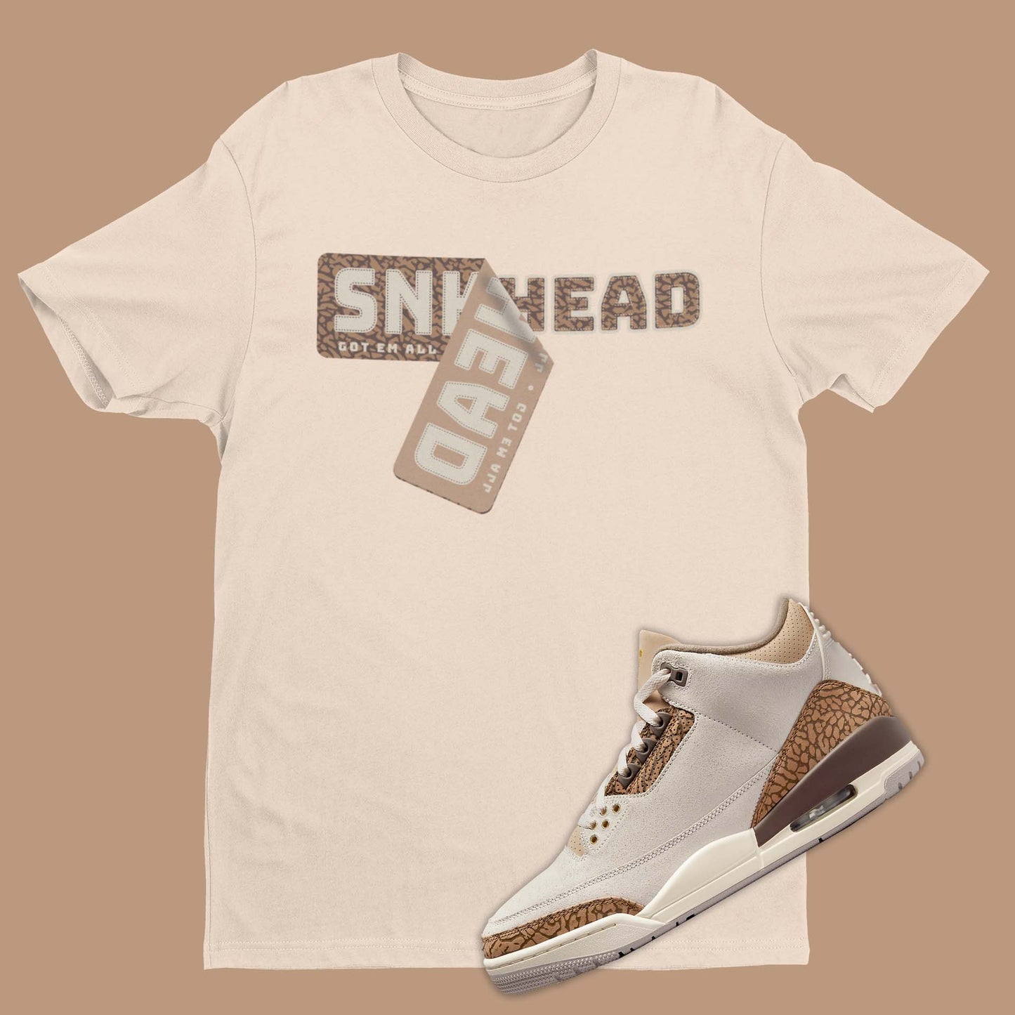 Fresh Pair Air Jordan 3 Palomino Matching T-Shirt from SNKADX