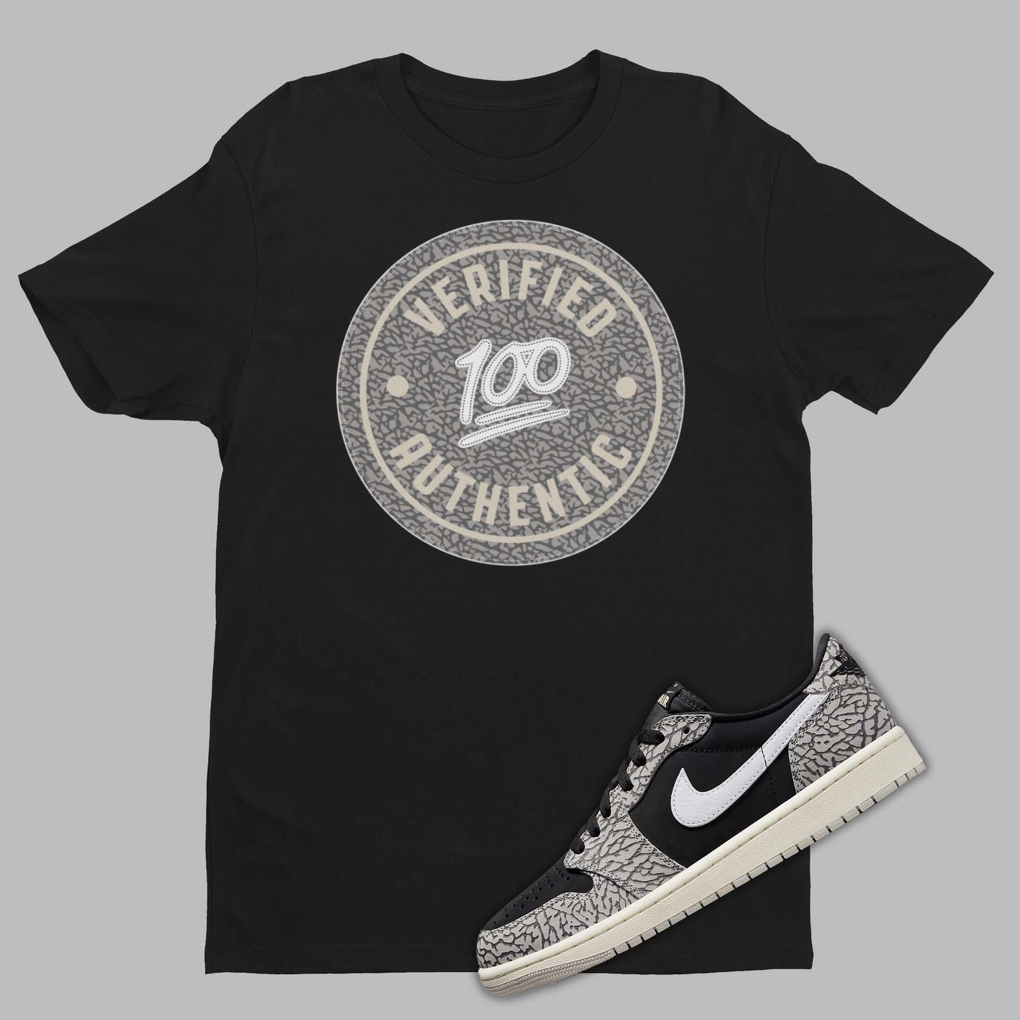 Air Jordan 1 Low Black Cement Matching Shirt And Jordan Outfits | SNKADX