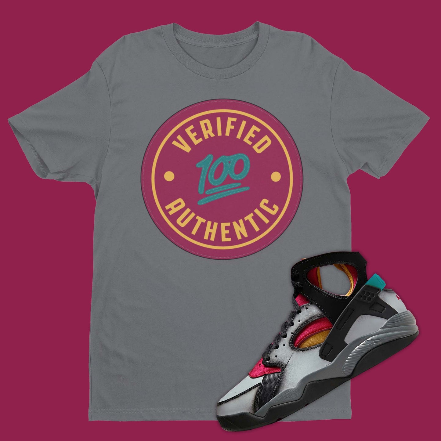 Verified Authentic Nike Air Flight Huarache Bordeaux Matching T-Shirt from SNKADX
