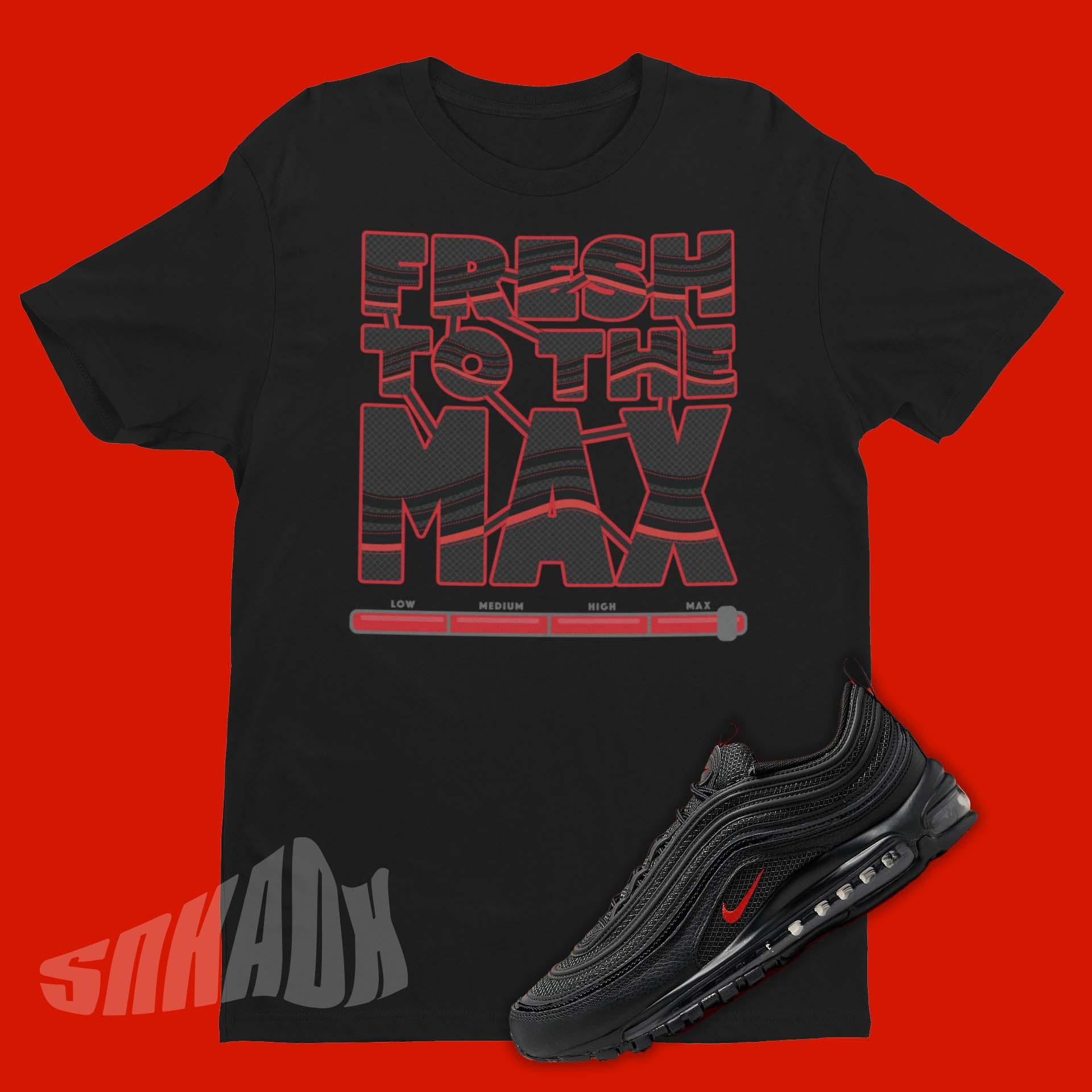 Nike Air Max 97 Black & University Red Matching Shirt | SNKADX