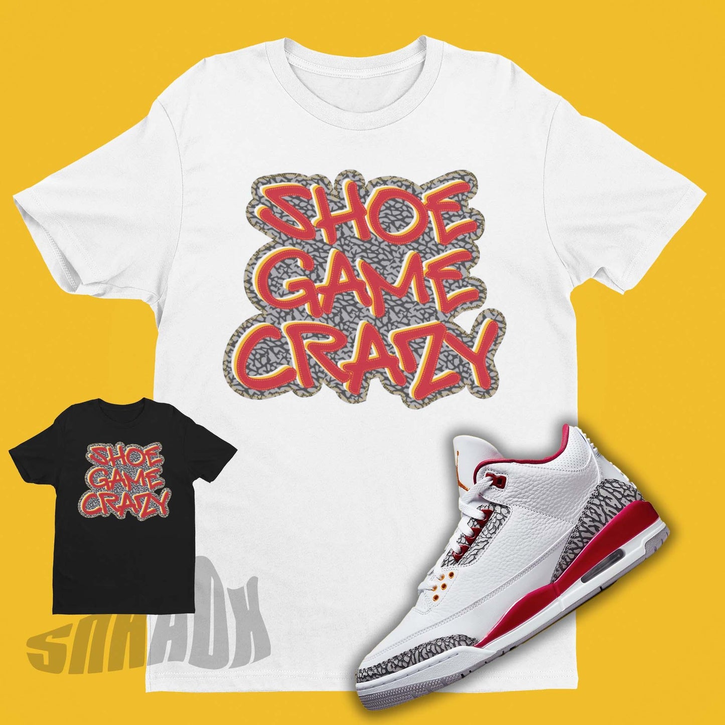 Air Jordan 3 Cardinal Red Matching Shirt HopHop Graffiti Font