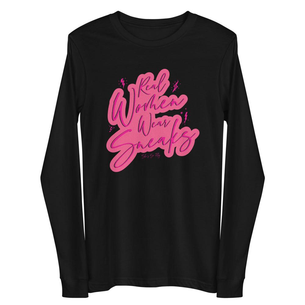 Real Women Wear Sneakers Long Sleeve Tee To Match Air Jordan 14 Shocking Pink - SNKADX