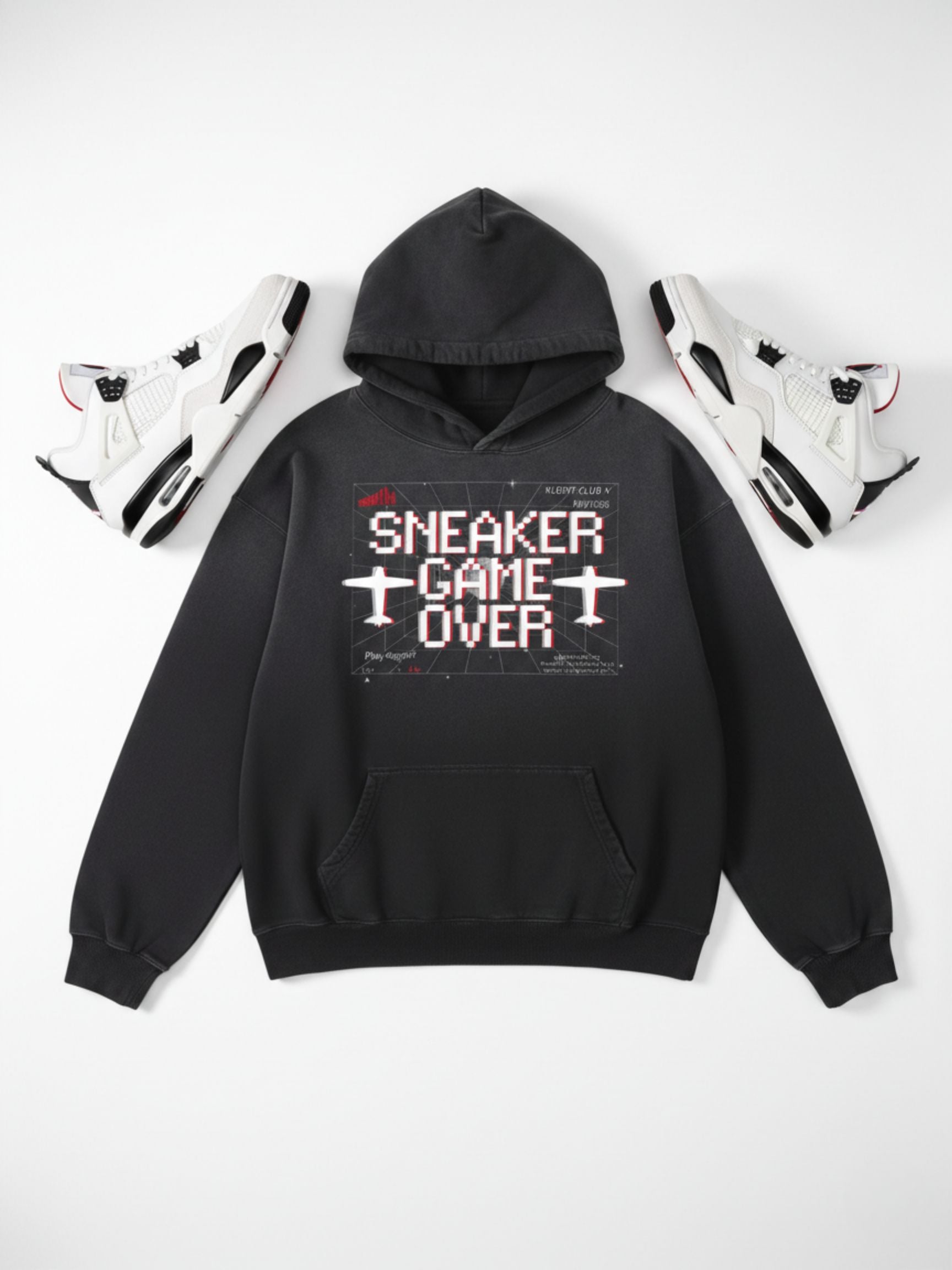 Sneaker Game Over Heavyweight Sunfade Oversized Hoodie Matching Jordan 4 Flight Club