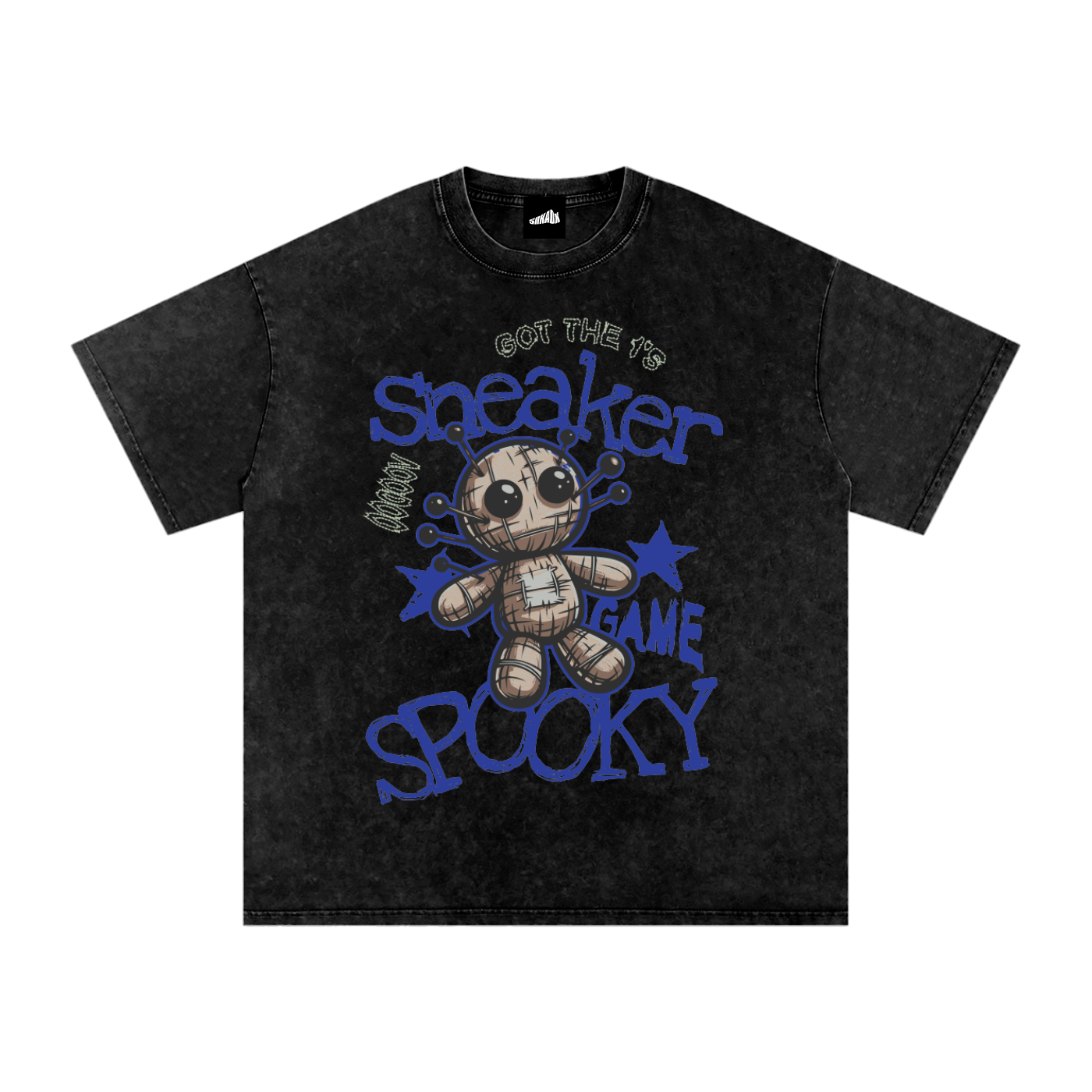 Sneaker Game Spooky Heavyweight Snow Washed Oversized T-Shirt Matching Air Jordan 1 Voodoo Alternate