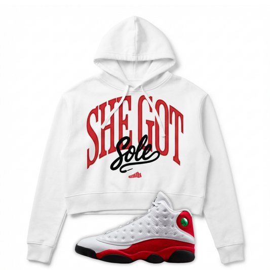 She Got Sole Premium Cropped Hoodie Matching Jordan 13 Chicago