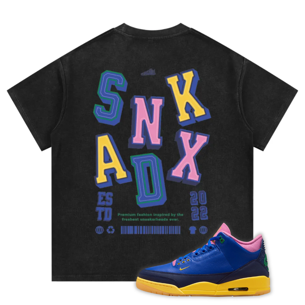 SNKADX Arch Mineral Wash Waffle Knit T-Shirt Matching Jordan 3 Brazil