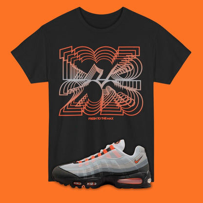 1995 2025 black T-Shirt Matching Air Max 95 Bright Mandarin