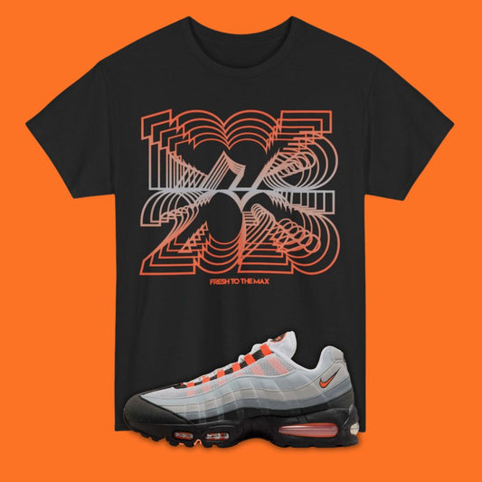 1995 2025 black T-Shirt Matching Air Max 95 Bright Mandarin