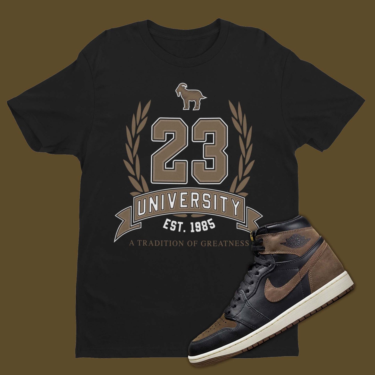 23 University Air Jordan 1 Palomino Matching T-Shirt from SNKADX
