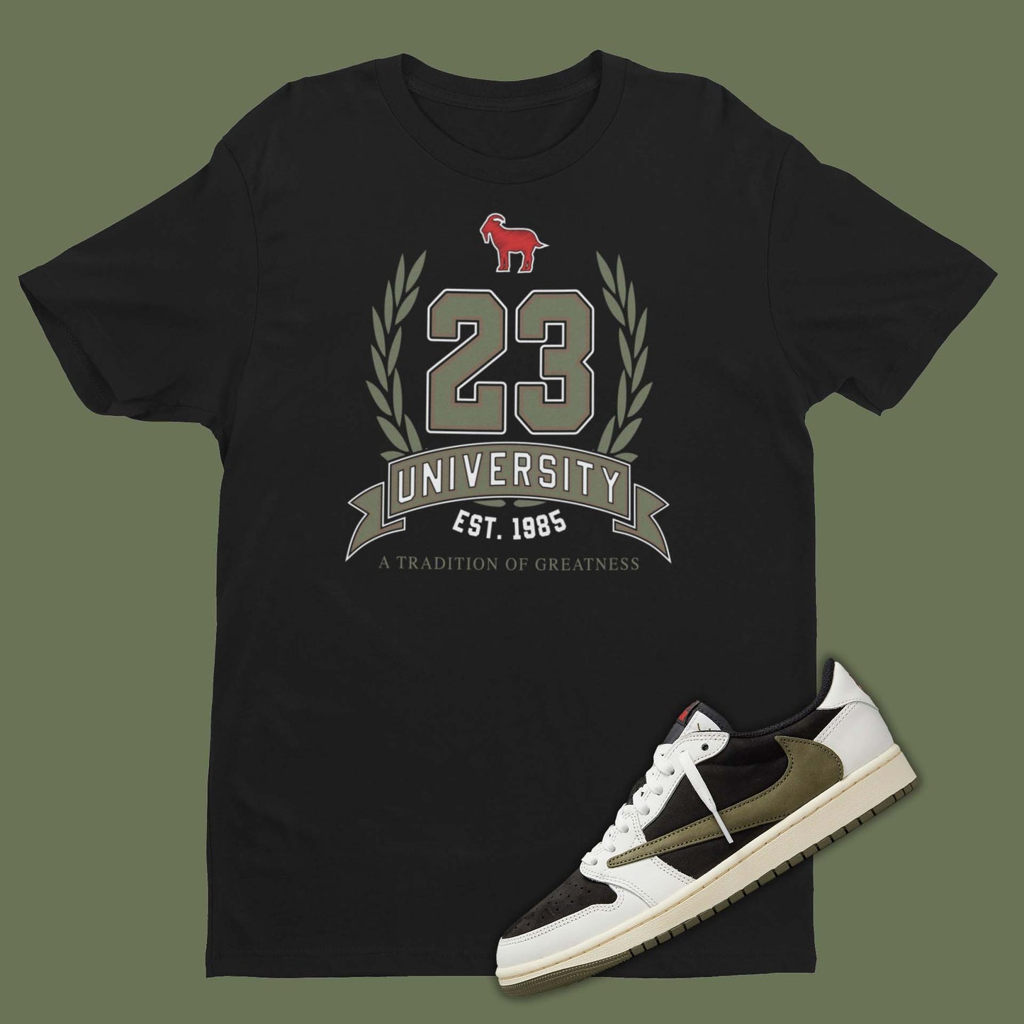 Travis Scott Air Jordan 1 Low Olive Matching Shirt | SNKADX