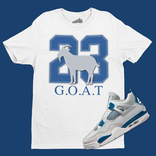 23 GOAT T-Shirt Matching Air Jordan 4 Industrial Blue