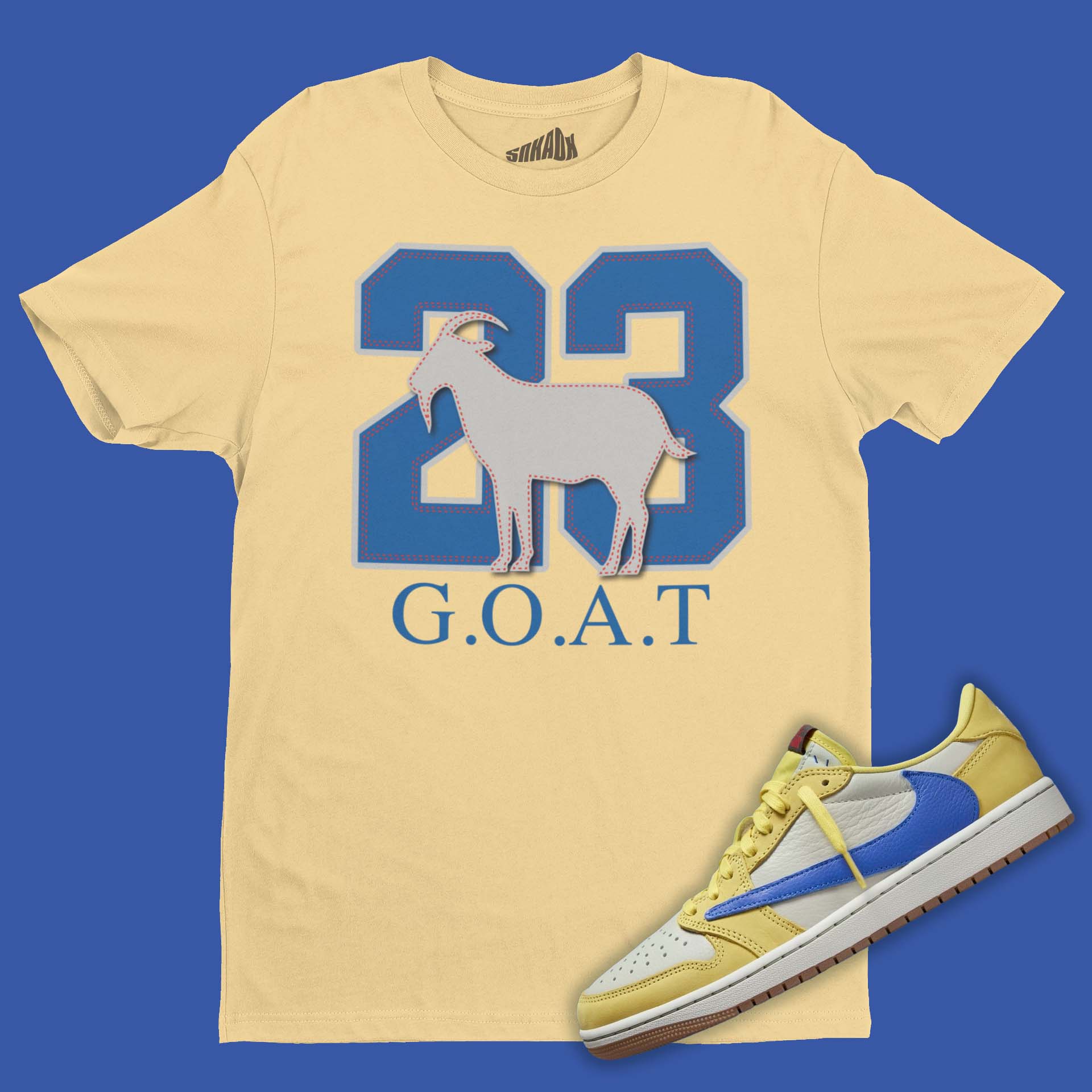 Travis Scott Air Jordan 1 Low OG Canary | 23 GOAT Tee | SNKADX T-Shirt