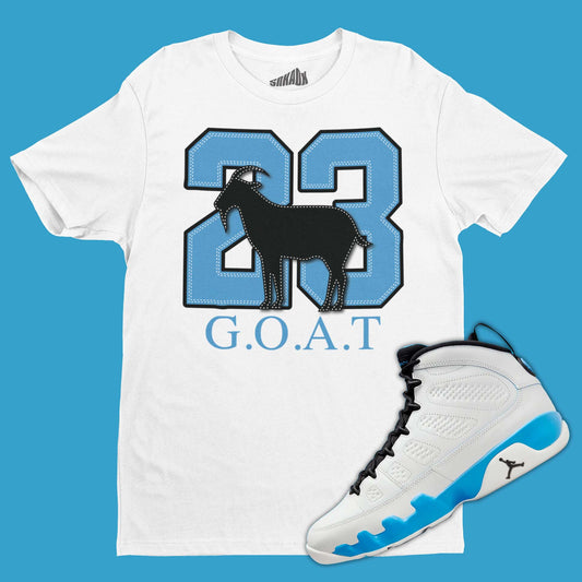 23 GOAT T-Shirt Matching Air Jordan 9 Powder Blue
