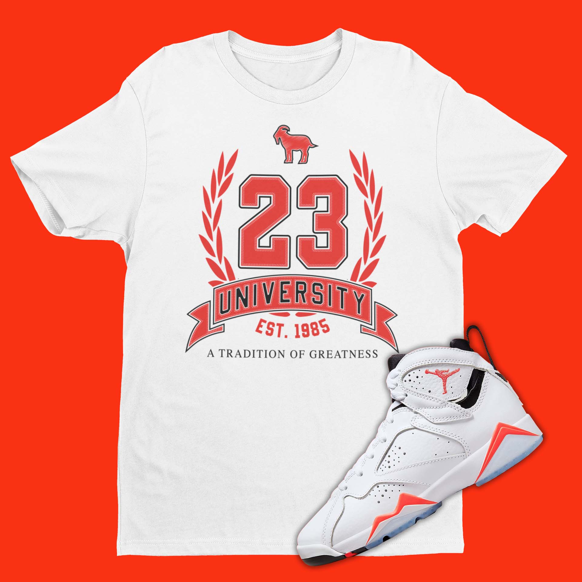 23 University Shirt Matching Air Jordan 7 White Infrared
