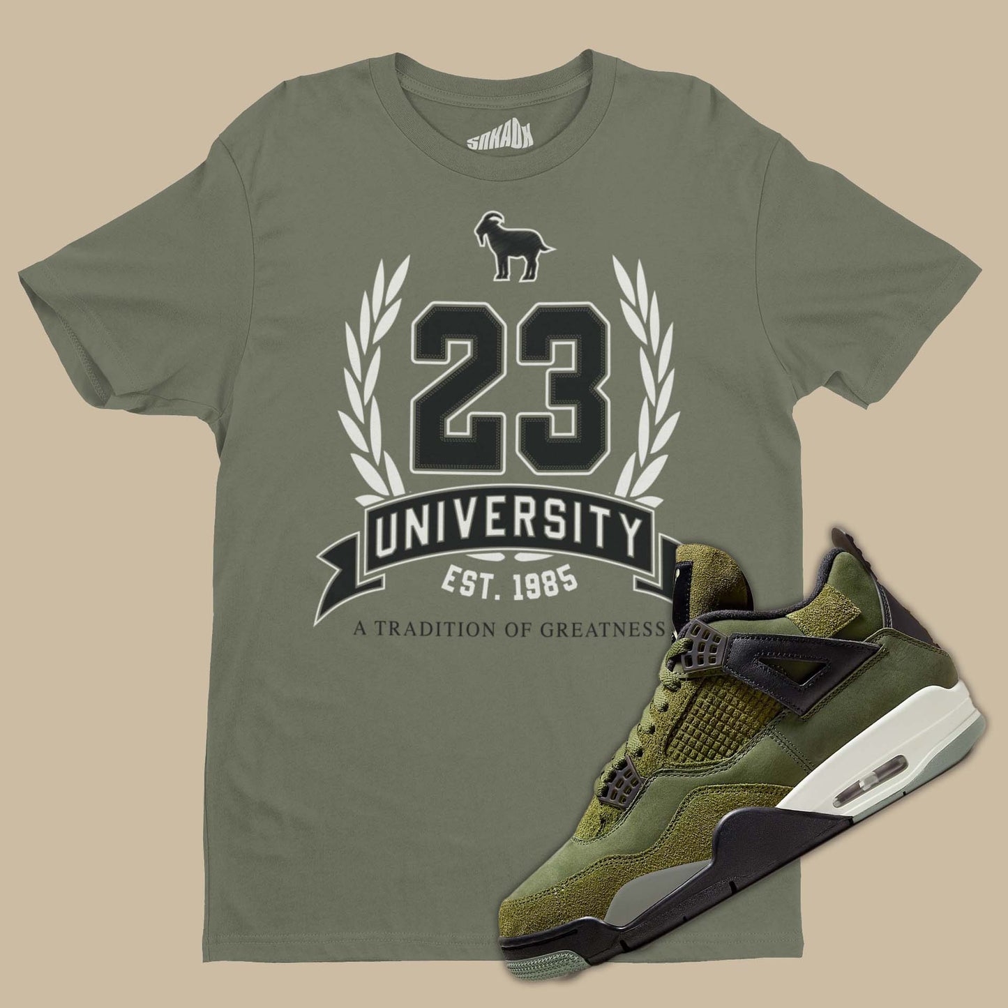 23 University T-Shirt Matching Air Jordan 4 Craft Medium Olive