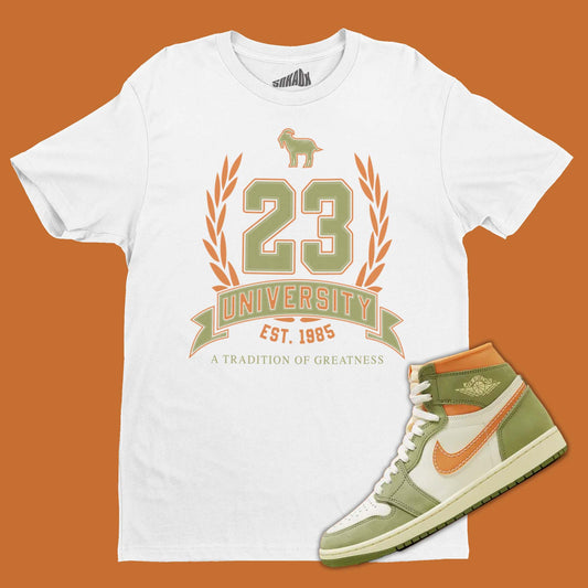 23 University T-Shirt Matching Air Jordan 1 High OG Celadon - White / S - T-Shirt