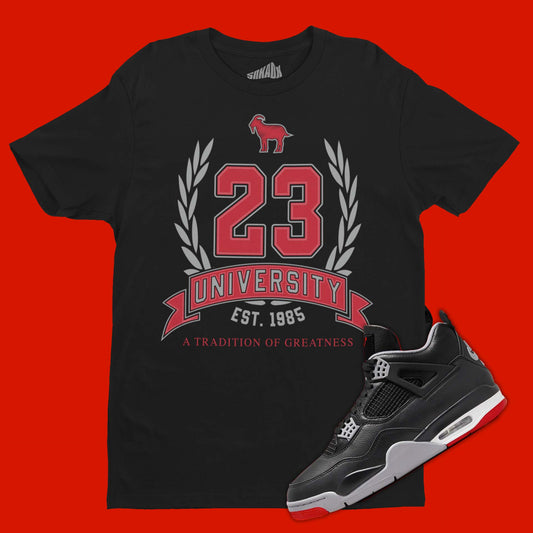 23 University T-Shirt Matching Air Jordan 4 Bred Reimagined