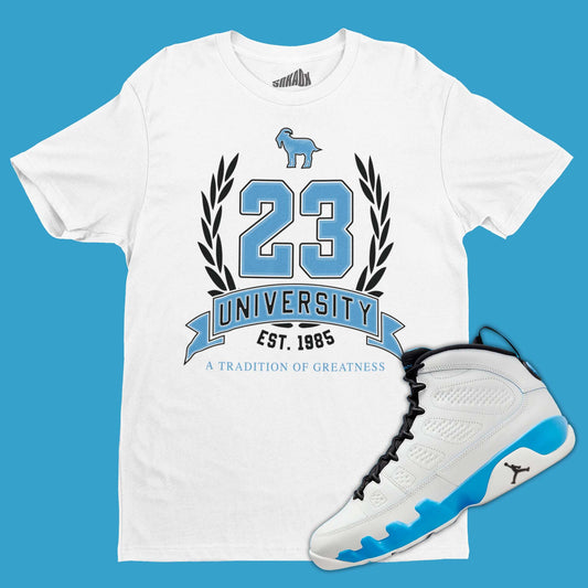 23 University T-Shirt Matching Air Jordan 9 Powder Blue