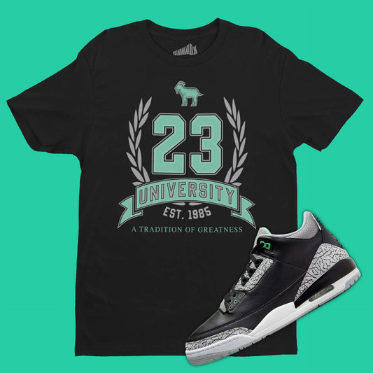 23 University T-Shirt Matching Air Jordan 3 Green Glow