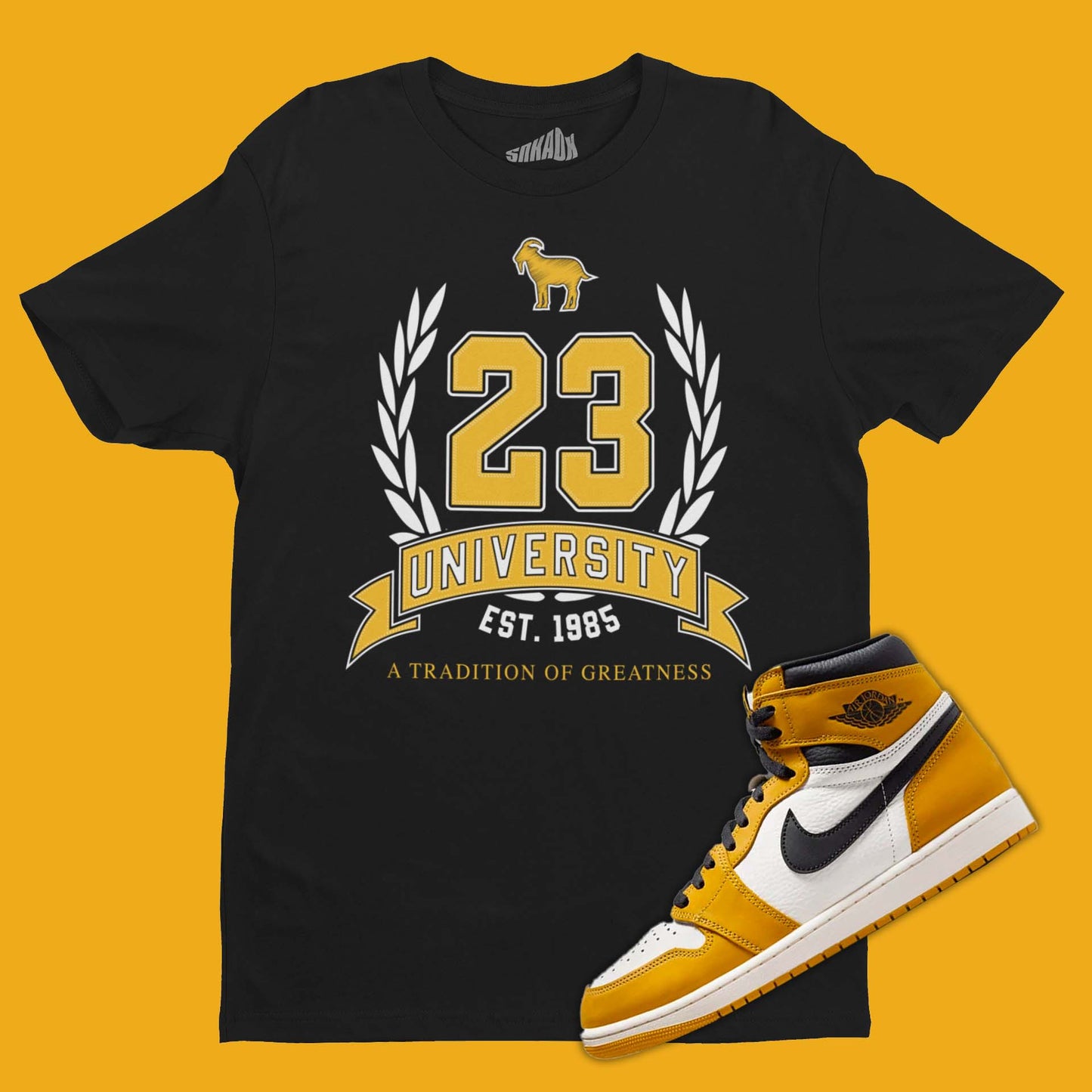 23 University T-Shirt Matching Air Jordan 1 High Yellow Ochre