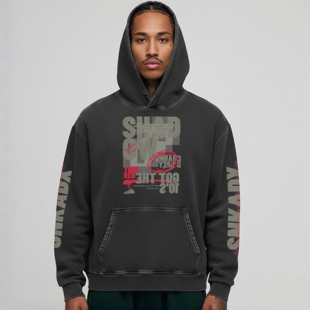 Shadow 10 Snow Washed Loose Cotton Hoodie Matching Jordan 10 Shadow