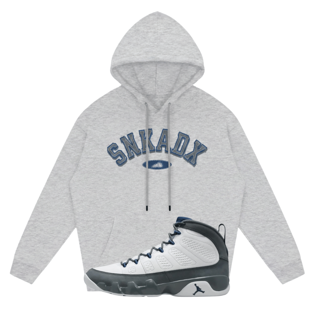 SNKADX Arch Heavyweight Fleece Hoodie Matching Air Jordan 9 Flint Grey