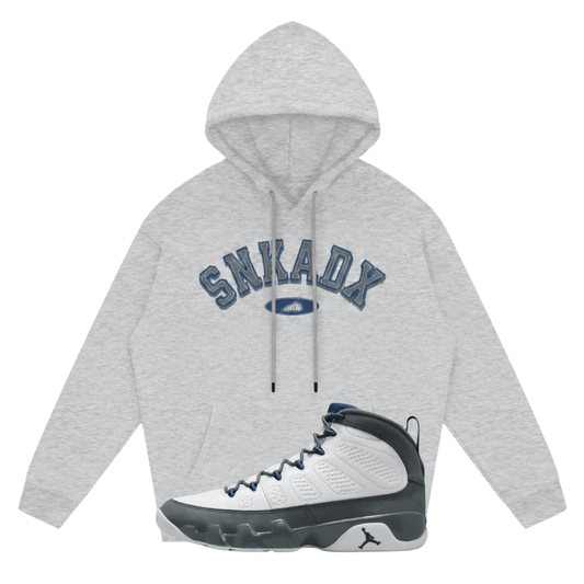 SNKADX Arch Heavyweight Fleece Hoodie Matching Air Jordan 9 Flint Grey