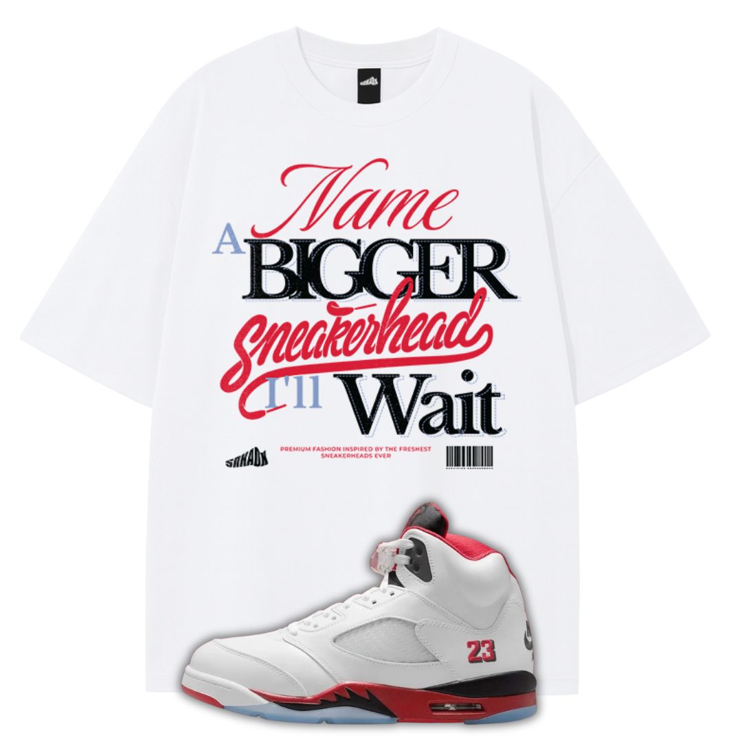 Name A Bigger Sneakerhead Heavyweight T-Shirt Matching Air Jordan 5 Fire Red