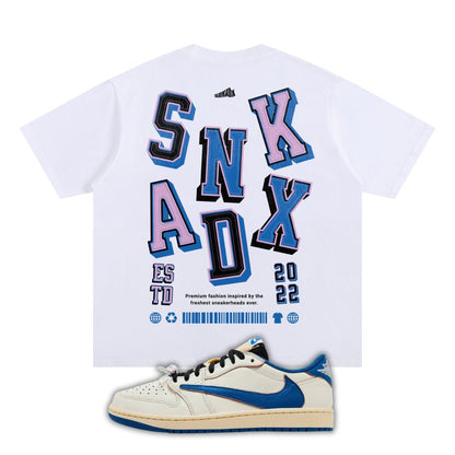 SNKADX Arch Oversized Heavyweight T-Shirt Matching fragment x Travis Scott x Air Jordan 1 Low White/Blue
