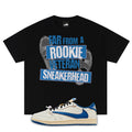Veteran Sneakerhead Oversized Heavyweight T-Shirt Matching fragment x Travis Scott x Air Jordan 1 Low White/Blue (Black Tee)