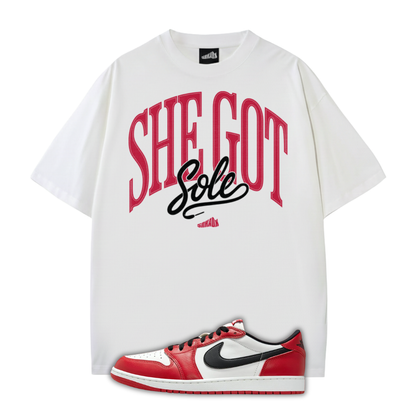 She Got Sole Oversized T-Shirt Matching Air Jordan 1 Chicago (White)