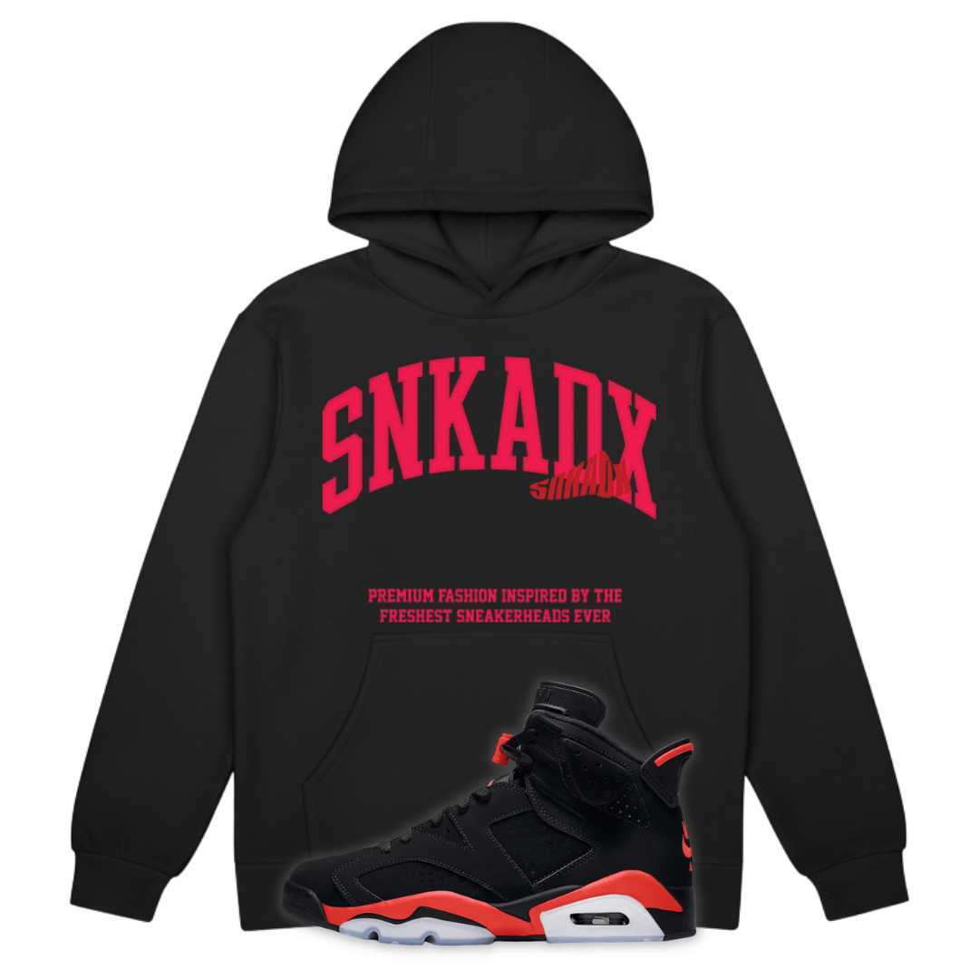 SNKADX Classic Arch Heavyweight Hoodie Matching Air Jordan 6 Reverse Infrared Salesman