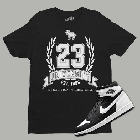 23 University T-Shirt Matching Air Jordan 1 Black White